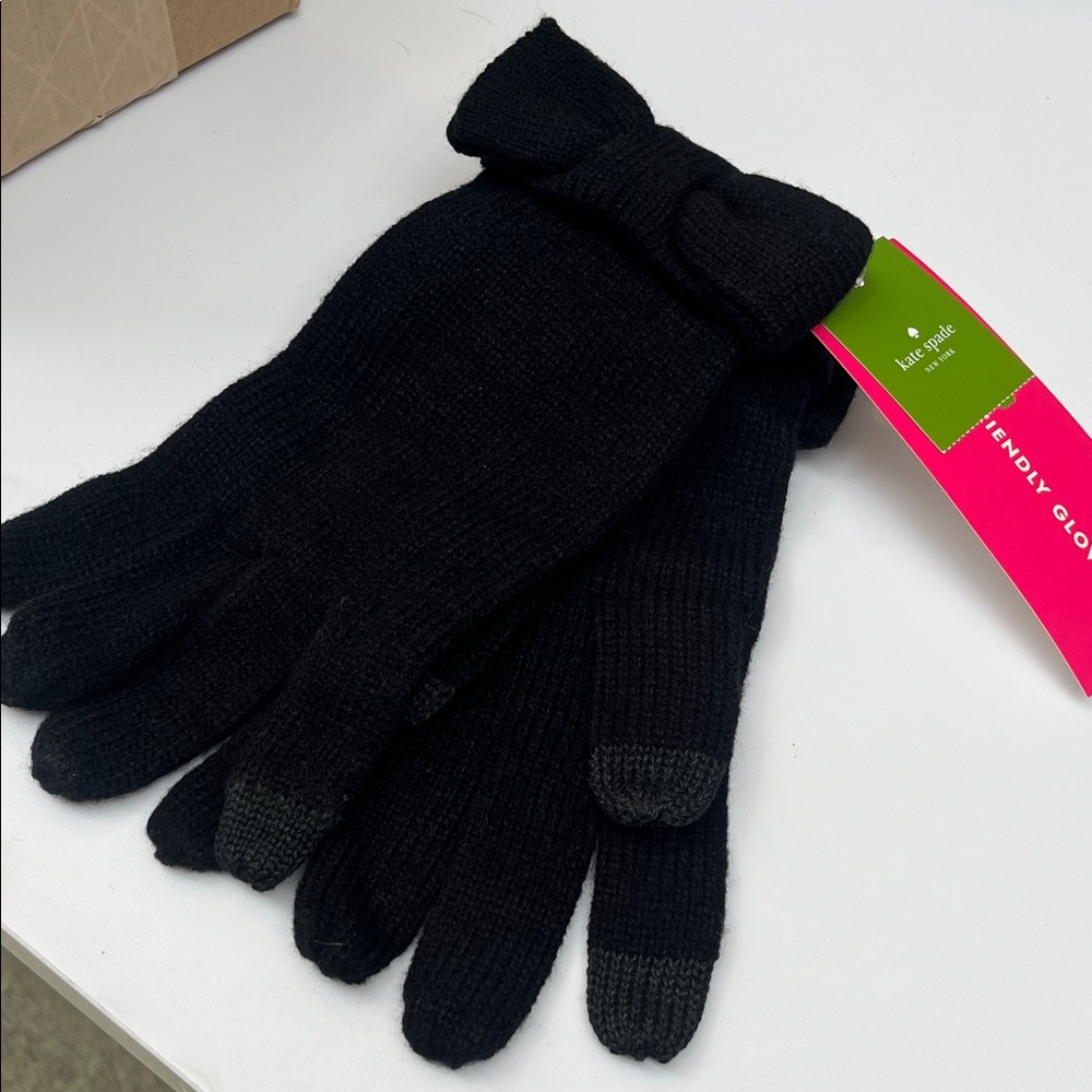 Kate Spade Black Gloves with Bow Accent